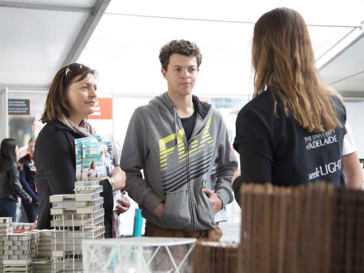 Parent and future student at Open Day